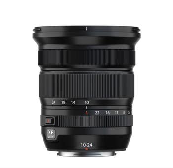 Front view of Fujifilm XF 10-24mm f/4 R OIS WR ultra-wide zoom lens for X Series cameras