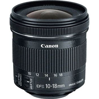 Canon EF-S 10-18mm f/4.5-5.6 IS STM wide-angle zoom lens, front side product view