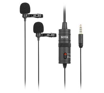 Boya BY-M1DM Dual Mic Lavalier Microphone TRS+TRRS