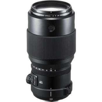 Fujifilm GF 250mm f/4 R LM OIS WR medium telephoto prime lens standing upright