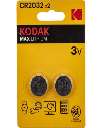 Kodak Max Lithium CR2032 3V 2pack Batteries