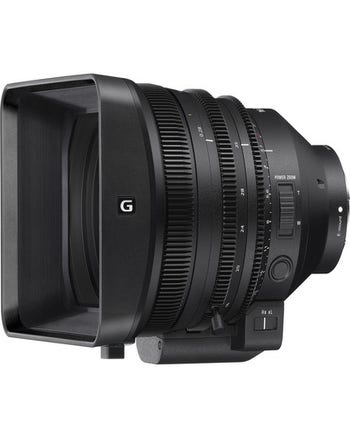Sony FE C 16-35mm T3.1 G cinema lens with detachable servo zoom unit, side view with lens hood