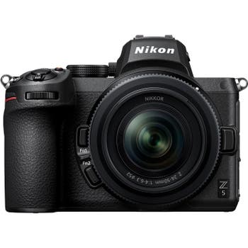 Front view of Nikon Z5 mirrorless camera with NIKKOR Z 24-50mm f/4-6.3 zoom lens attached
