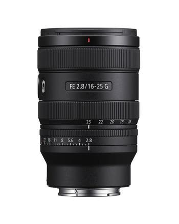 Sony FE 16-25mm f/2.8 G wide-angle zoom lens for Sony E-mount on white background