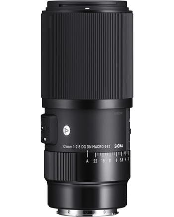 Sigma 105mm f/2.8 DG DN Macro Art Lens for L-Mount, front view showing focus and aperture rings