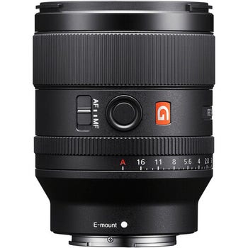 Front view of Sony FE 35mm f/1.4 GM full-frame E-mount prime lens
