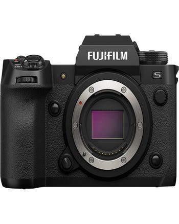 Fujifilm X-H2S mirrorless camera body front view showing X-Trans 5 sensor and lens mount