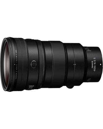 Nikon Nikkor Z 400mm f/4.5 VR S telephoto prime lens for Z-mount mirrorless cameras, side view