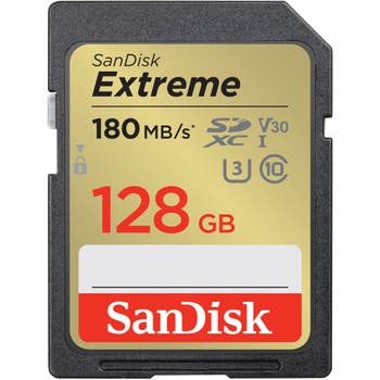 SanDisk Extreme 128GB SDXC UHS-I Memory Card (180MB/s Read, 90MB/s Write)