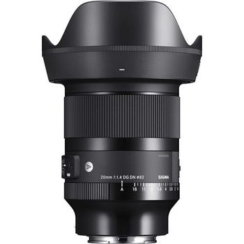 Sigma 20mm f/1.4 DG DN Art Lens for Sony E-Mount with petal hood, front product view