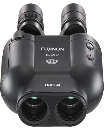 Front close-up of Fujifilm Fujinon TS-X 1440 Techno-Stabi black image-stabilised binoculars
