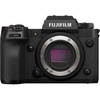 Fujifilm XH2 mirrorless camera body front view showing X-Trans sensor and control dials