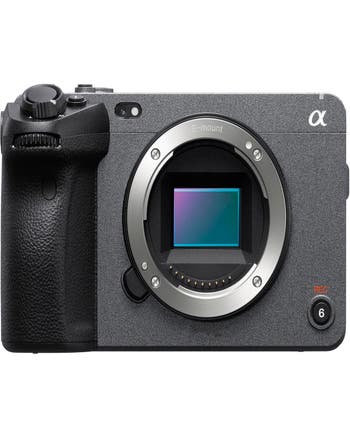 Sony FX30 Cinema Line APS-C camera body front view showing E-mount and exposed sensor