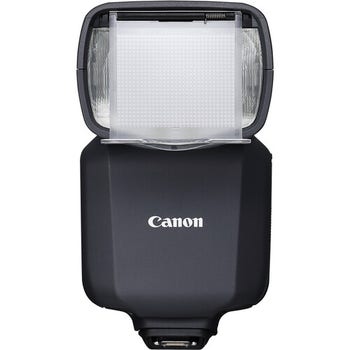 Front view of Canon EL-5 Speedlite flash with diffuser panel extended