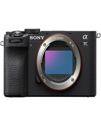 Sony A7C II mirrorless full frame camera body in black with $500 cashback badge