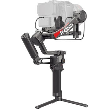 DJI RS 4 Pro gimbal stabilizer combo side view with tripod base and carbon fibre arm