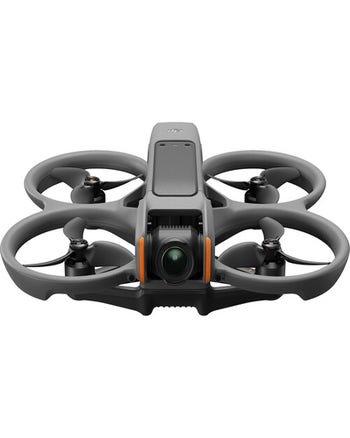Front view of DJI Avata 2 FPV drone only, showing camera and four ducted propellers