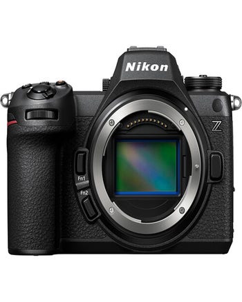 Front view of Nikon Z6 III mirrorless camera body showing 24.5MP sensor and Z mount