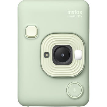 Front view of Fujifilm Instax Mini Liplay Hybrid Instant Camera in matcha green