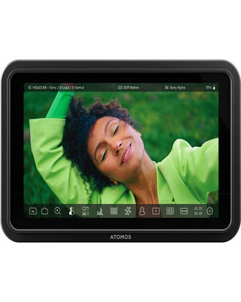 Atomos Shinobi II 5.2 HDR HDMI Monitor front view with bright image on touchscreen display