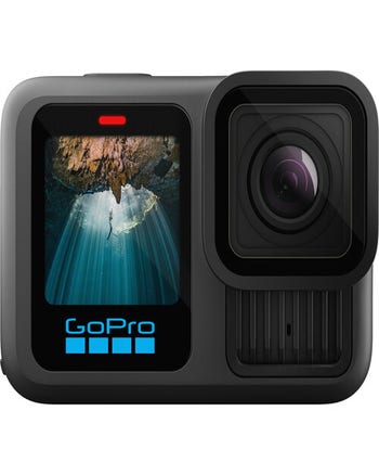 Front view of GoPro Hero 13 Black action camera with lens and colour front screen