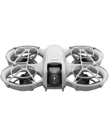 Front view of DJI Neo Drone showing central camera and four protected propellers