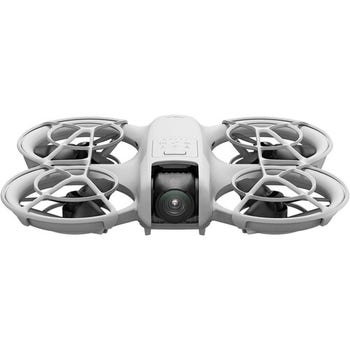 Front view of DJI Neo Drone showing central camera and four protected propellers