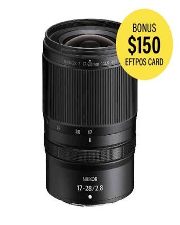 Nikon Nikkor Z 17-28mm f/2.8 ultra-wide zoom lens, front view showing zoom ring and focal length markings
