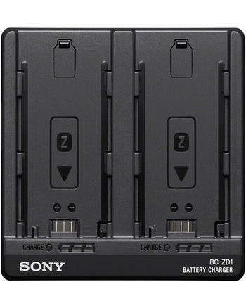 Front view of Sony BC-ZD1 USB-C PD dual charger for two NP-FZ100 camera batteries
