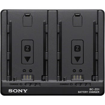 Front view of Sony BC-ZD1 USB-C PD dual charger for two NP-FZ100 camera batteries