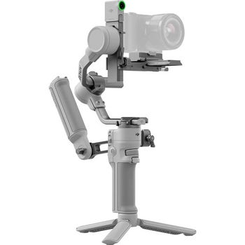 DJI RS 4 Mini Stabiliser gimbal in grey, mounted on tripod base, shown without camera attached