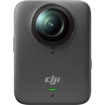 Front view of DJI Osmo 360 Standard Combo camera with single large lens and status light