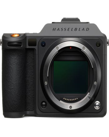 Front view of Hasselblad X2D II 100C medium format mirrorless camera body without lens