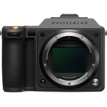 Front view of Hasselblad X2D II 100C medium format mirrorless camera body without lens