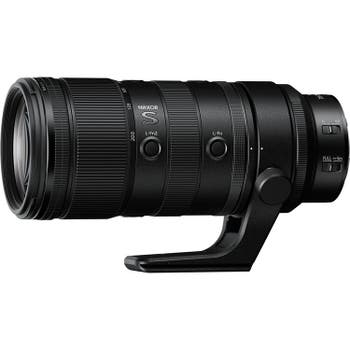 Nikon Nikkor Z 70-200mm f/2.8 VR S II telephoto zoom lens with tripod collar, side view