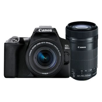 Canon EOS 200D Mark II DSLR with EFS 18-55mm lens and EFS 55-250mm telephoto lens twin kit
