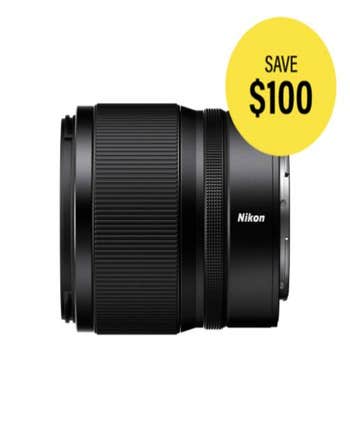 Side view of Nikon NIKKOR Z 35mm f/1.4 lens showing textured focus and control rings