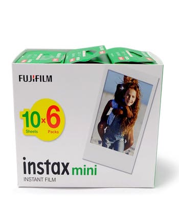 Fujifilm Instax Mini Film 60 Pack retail box showing 10 sheets x 6 packs instant film