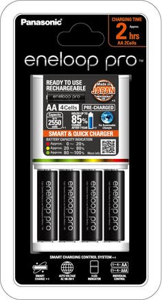 Eneloop 3-Hour Quick Battery Charger with 4 Eneloop Pro Batteries