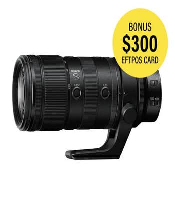 Nikon Nikkor Z 70-200mm f/2.8 VR S II telephoto zoom lens with tripod collar, side view