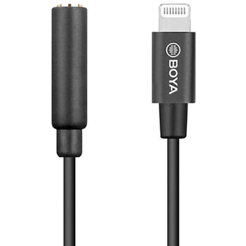 Boya BY-K3 3.5mm TRRS Female to Lightning Adapter Cable (2.4")