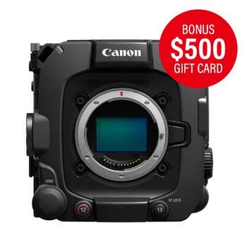 Canon EOS C400 full frame RF cinema camera body front view showing RF lens mount