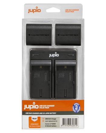 Jupio Canon LP-E6NH 2130mAh Batteries + USB Dual Charger Kit