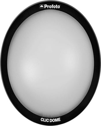 Profoto Clic Dome light diffuser for C1 and A1X, front view showing round frosted dome with black rim