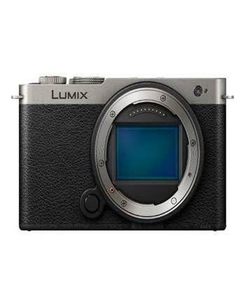 Panasonic LUMIX S9 compact full frame mirrorless camera body in dark silver, front view without lens
