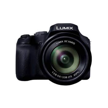 Front view of Panasonic Lumix FZ80D digital bridge camera with 60x zoom lens