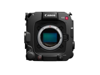 Canon EOS C400 Full Frame RF Cinema Camera body front view showing RF mount and sensor