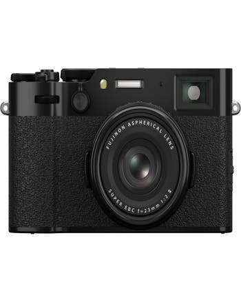 Front view of Fujifilm X100VI Camera in black with fixed 23mm f/2 lens