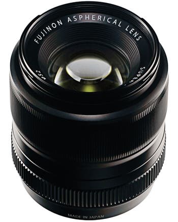 Fujifilm XF 35mm f/1.4 R aspherical prime lens front angle view
