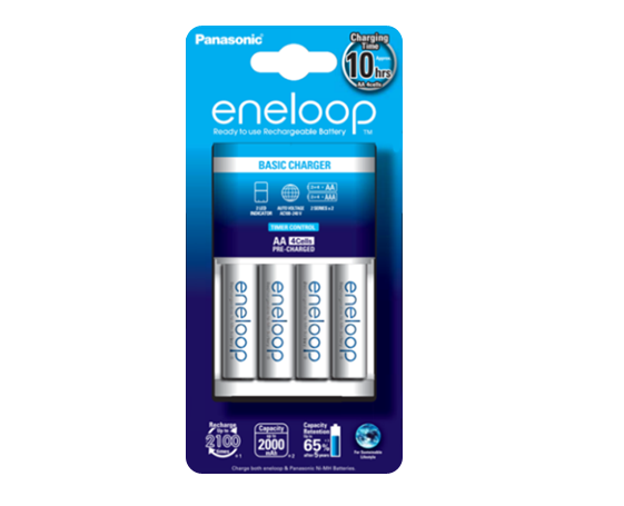 Panasonic Eneloop 4x AA Batteries with Standard Charger